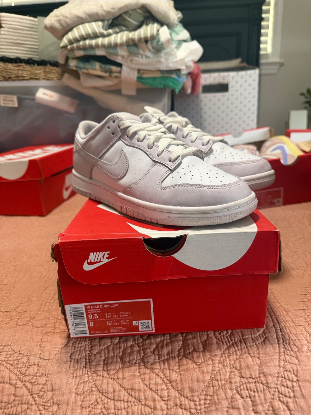 Nike Dunk Low White and Light Gray Low-Top Sneakers